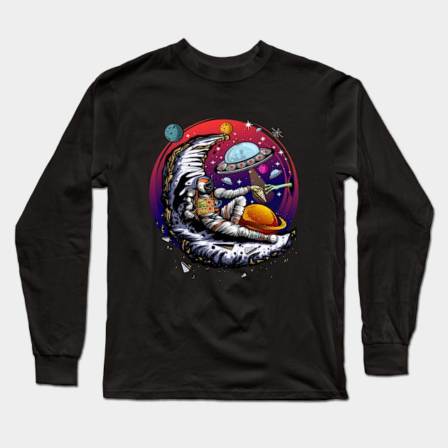 Space Moon Cheese Long Sleeve T-Shirt by adamzworld